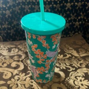 Kate Spade Bird Party 20oz Tumbler w reusable straw. New. Never used.